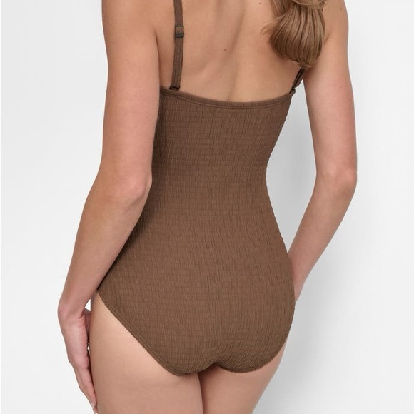 DKNY Bandeau Shirred One-Piece Swimsuit - Picture 10 of 11